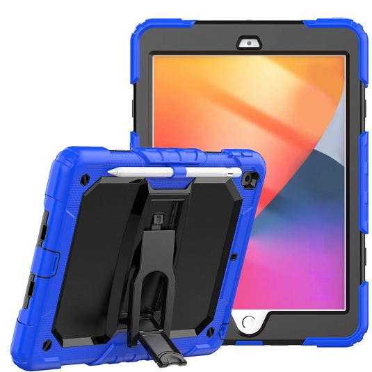 For Samsung A9 Plus 11 inch Heavy Duty Full Body Rugged Tablet Kickstand Case Cover - Black/Blue