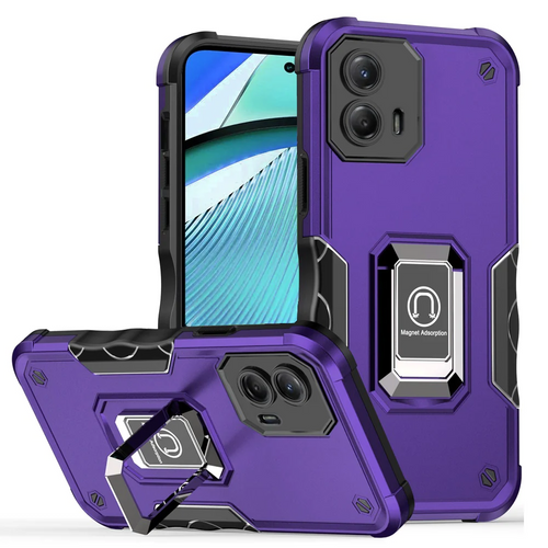 For Motorola Moto G Power 5g 2024 OPTIMUM Magnetic Ring Stand Hybrid Case Cover - Dark Purple