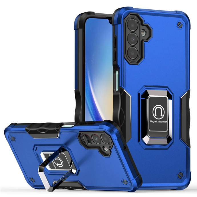 For Samsung A35 5g OPTIMUM Magnetic Ring Stand Hybrid Case Cover - Blue
