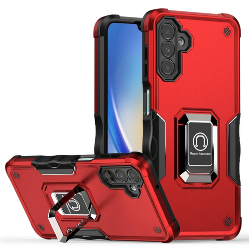 For Samsung A35 5g OPTIMUM Magnetic Ring Stand Hybrid Case Cover - Red