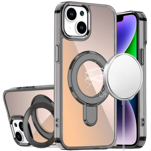 For iPhone 13/14 CHROME HQ Rotational Magnetic Ring Hybrid - Black
