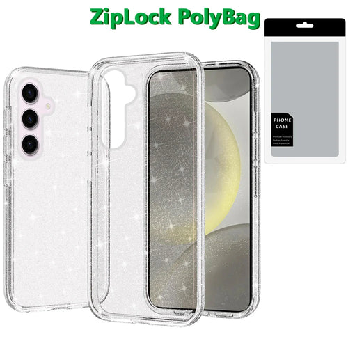 [PolyBag] For Samsung s25 Plus/s24 Plus Glitter Ultra Thick 3mm Transparent Hybrid Case Cover - Clear