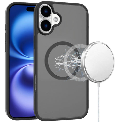For iPhone 17 [Magnetic Circle] Smooth Safe Matte Feel Hybrid Case - Black