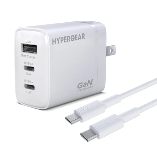 HyperGear 45W PD Wall Charger +6ft USB-C to C White