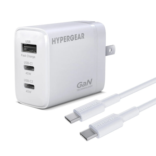 HyperGear 45W PD Wall Charger +6ft USB-C to C White