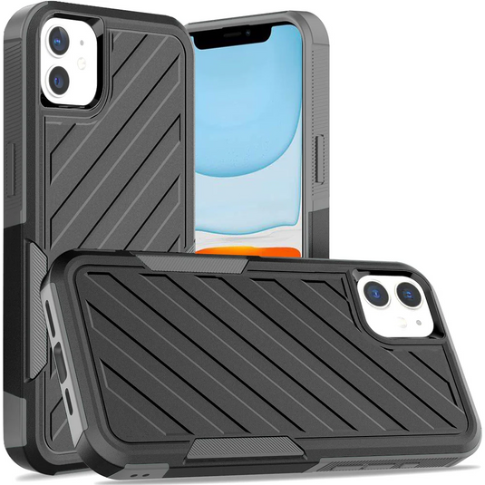 For iPhone 11 (XI6.1) chNoble lined shockproof dual layer hybrid - Black/Grey