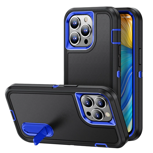 For Apple iPhone 11 (XI6.1) PEAK 3in1 Toughest Hybrid with Stand Cover Case - Black/Blue