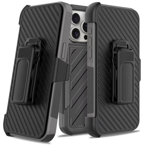 For iP15 Pro Max Noble lined shockproof dual layer hybrid - Black/Grey