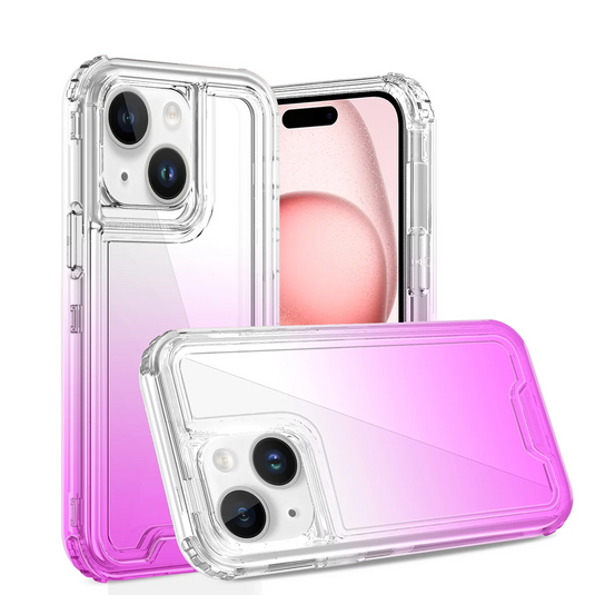 For iPhone 12 & iPhone 12 Pro 3in1 Two Tone Shockproof Transparent Hybrid Case - Clear + Purple
