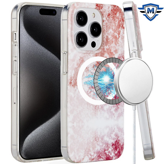 For iPhone 15 Pro Max METKASE (Magnetic) Premium Design Matte Recycled Eco-Friendly GRS IMD Case - Rich Marble