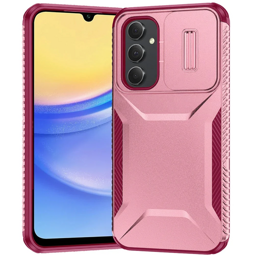 For Samsung A15 5G Ultimate U Design Hybrid with Camera Window Covering - Pink+Burgundy