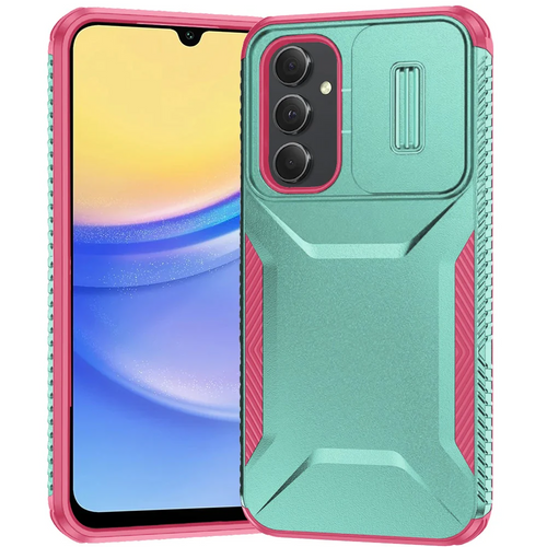 For Samsung A15 5G Ultimate U Design Hybrid with Camera Window Covering - Teal+Pink