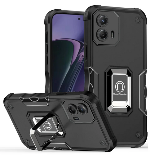 For Motorola Moto G Stylus 5G 2024 OPTIMUM Magnetic Ring Stand Hybrid Case Cover - Black