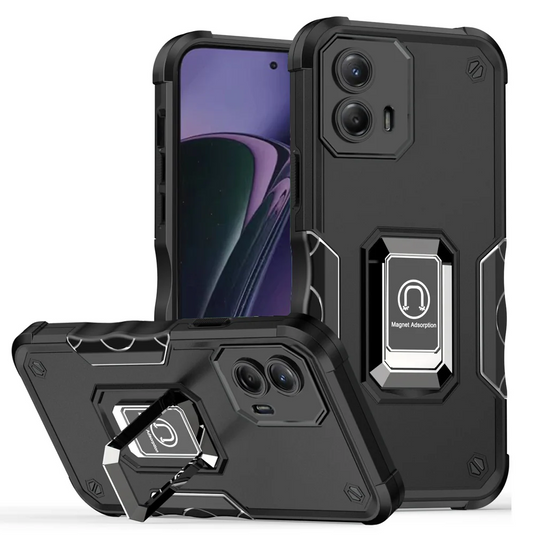 For Motorola Moto G Stylus 5G 2024 OPTIMUM Magnetic Ring Stand Hybrid Case Cover - Black
