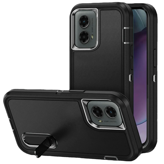 For Motorola Moto G Stylus 5G 2024 PEAK 3in1 Toughest Hybrid with Stand Cover Case - Black/Black
