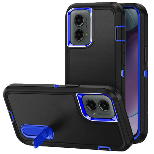 For Motorola Moto G Stylus 5G 2024 PEAK 3in1 Toughest Hybrid with Stand Cover Case - Black/Blue