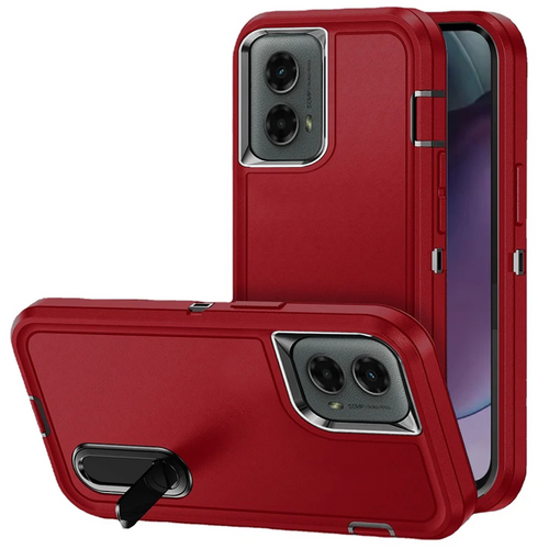 For Motorola Moto G Stylus 5G 2024 PEAK 3in1 Toughest Hybrid with Stand Cover Case - Black/Red