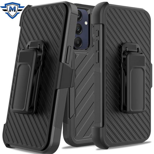 For Samsung A15 5G Holster Clip Noble lined shockproof dual layer hybrid in Slide-Out Package - Black/Black