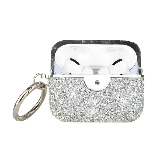 For AirPods 1/2 Deluxe Diamond Bling Glitter Case Cover - Silver