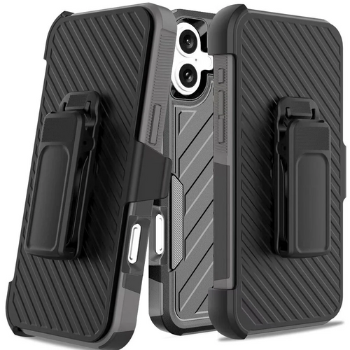 For iPhone 16 6.1 inch Noble lined shockproof dual layer hybrid - Black/Grey