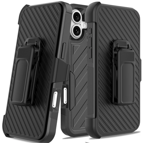 For iPhone 16 Plus 6.7 inch Noble lined shockproof dual layer hybrid - Black/Black