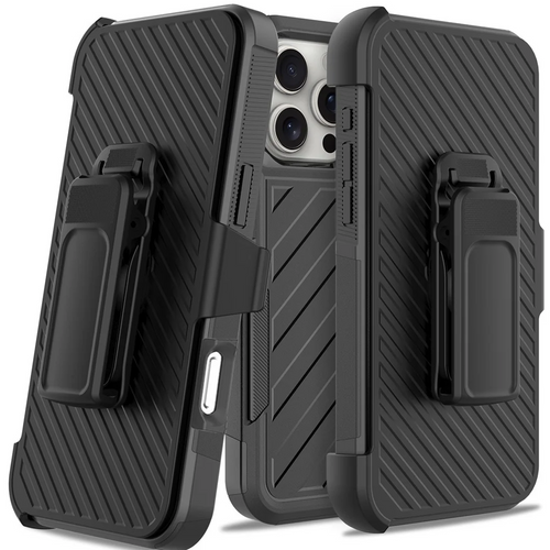 For iPhone 16 Pro 6.3 inch Noble lined shockproof dual layer hybrid - Black/Black