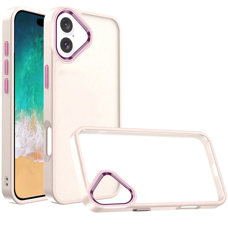 Load image into Gallery viewer, For iPhone 16 Plus 6.7 inch Polished Oil Thick Acrylic Metal Button Hybrid Case Cover - Burgundy
