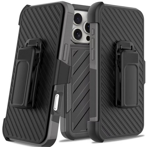 For iPhone 16 Pro 6.3 inch Noble lined shockproof dual layer hybrid - Black/Grey