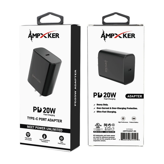 USB-C - Wall Adapter Charger - PD 20WT - Black (item