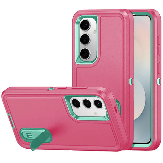For Samsung s25 FE PEAK 3in1 Toughest Hybrid with Stand Cover Case - Teal/Hot Pink