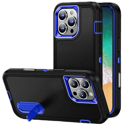 For iPhone 16 Pro Max 6.9 inch PEAK 3in1 Toughest Hybrid with Stand Cover Case - Black/Blue