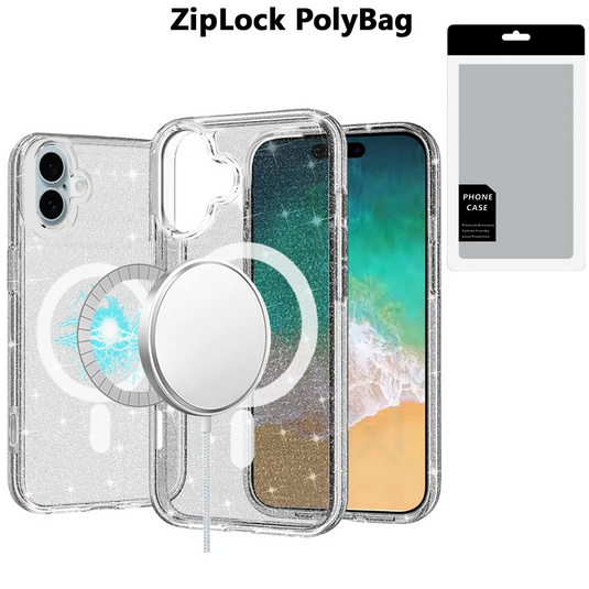 [PolyBag] For iPhone 16 6.1 inch Sturdy Ultra [Magnetic Circle] Thick 3mm Transparent Hybrid - Smoke