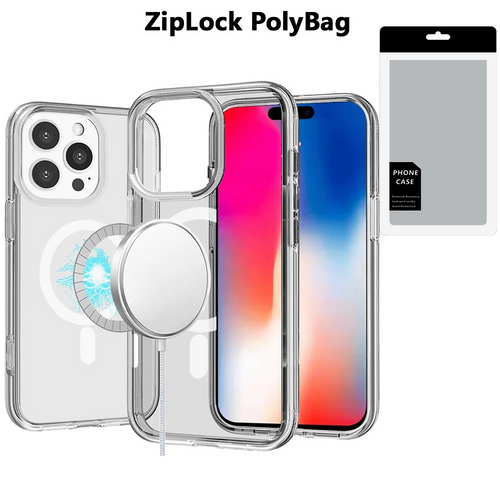 [PolyBag] For iPhone 16 Pro 6.3 inch Sturdy Ultra [Magnetic Circle] Thick 3mm Transparent Hybrid - Clear