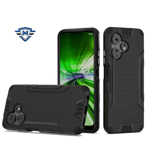 For Celero 3 Plus METKASE Strong Tough Metallic Design Hybrid in Slide-Out Package - Black