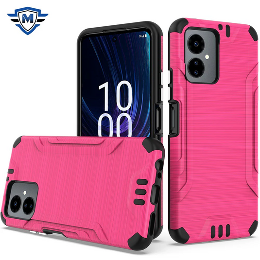 For Boost Celero SC 5g 2024 METKASE Strong Tough Metallic Design Hybrid in Slide-Out Package - Hot Pink