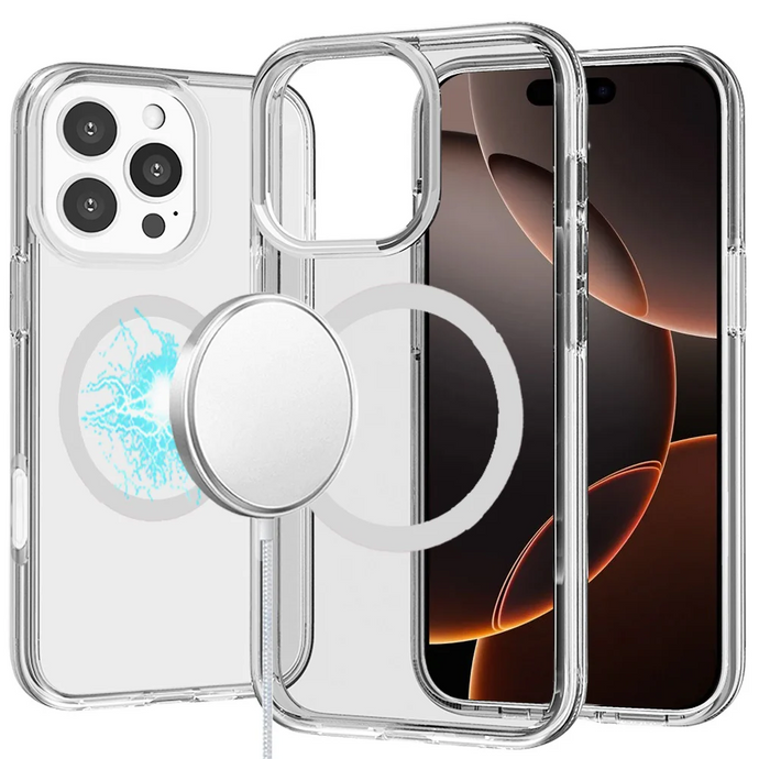 For iPhone 16 Pro Max 6.9 inch Sturdy Ultra [Magnetic Circle] Thick 3mm Transparent Hybrid - Clear