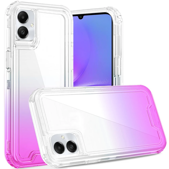 For Samsung A06 3in1 Two Tone Shockproof Transparent Hybrid Case - Clear + Purple