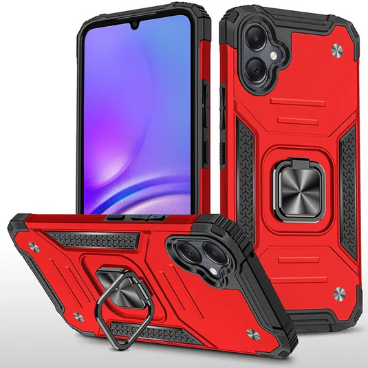 For Samsung A05 Robust Magnetic Kickstand Hybrid Case Cover - Red