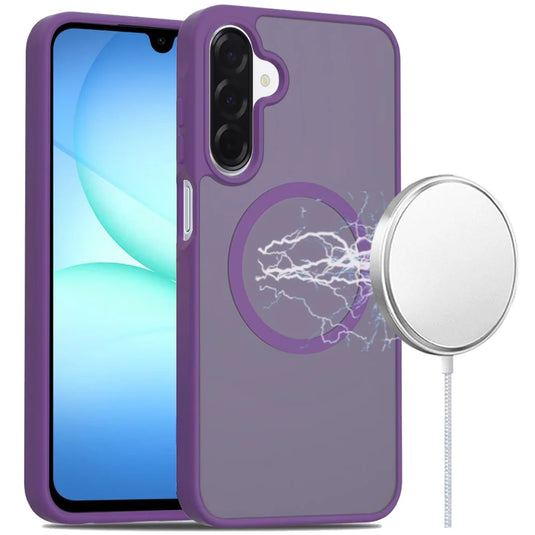 For Samsung A17 5G [Magnetic Circle] Smooth Safe Matte Feel Hybrid Case - Dark Purple