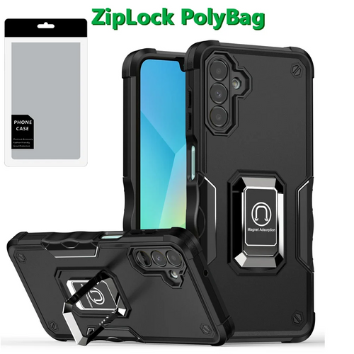 [PolyBag] For Samsung A16 5G OPTIMUM Magnetic Ring Stand Hybrid Case Cover - Black