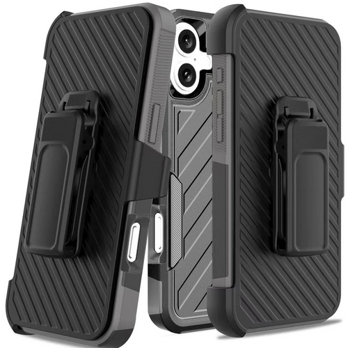 For iPhone 16 Plus 6.7 inch Noble lined shockproof dual layer hybrid - Black/Grey