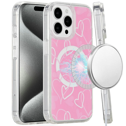 For iP15 Pro Max Magnetic Space UV Design Case - Hearts