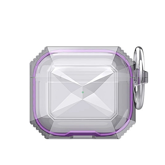 For AirPods 4 3mm Thick Transparent TPU with Colored Edge Case Cover - Purple