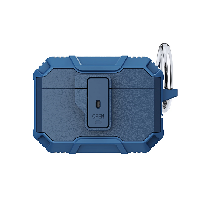 For AirPods 4 Tough Heavy Duty Hybrid With Open Button Case Cover - Navy/Navy