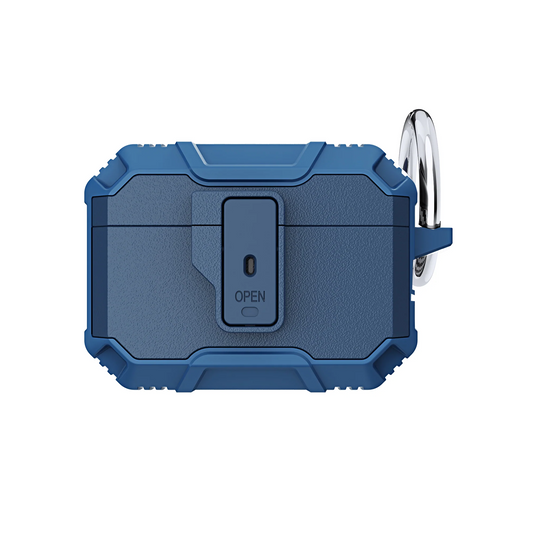 For AirPods 4 Tough Heavy Duty Hybrid With Open Button Case Cover - Navy/Navy