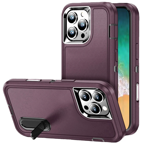 For iPhone 16 Pro Max 6.9 inch PEAK 3in1 Toughest Hybrid with Stand Cover Case - Burgundy/Black