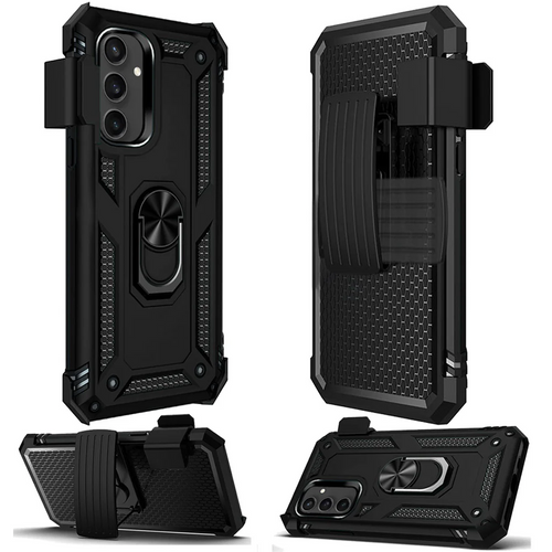 For Samsung S24 FE Holster Magnetic Ringstand Clip Cover Case - Black