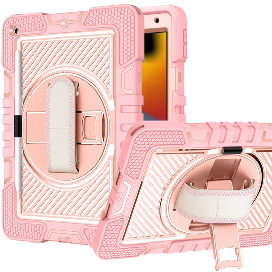 For Apple iPad Pro 11inch 2024 10.2 inch 3in1 Multi-Functional Tablet Case for Hand, Shoulder, Pencil & Stand - Rose Gold
