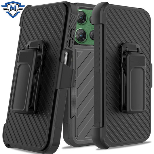 METKASE For Motorola Moto G Power 5G 2025 Noble lined shockproof dual layer hybrid - Black/Black