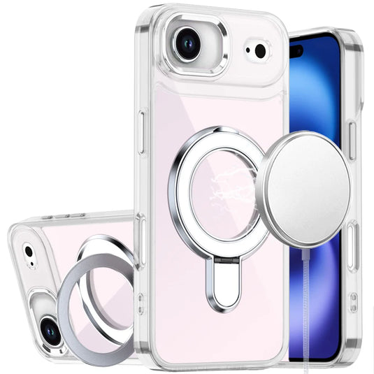 For iPhone 17 Air CHROME HQ Rotational Magnetic Ring Hybrid - Clear